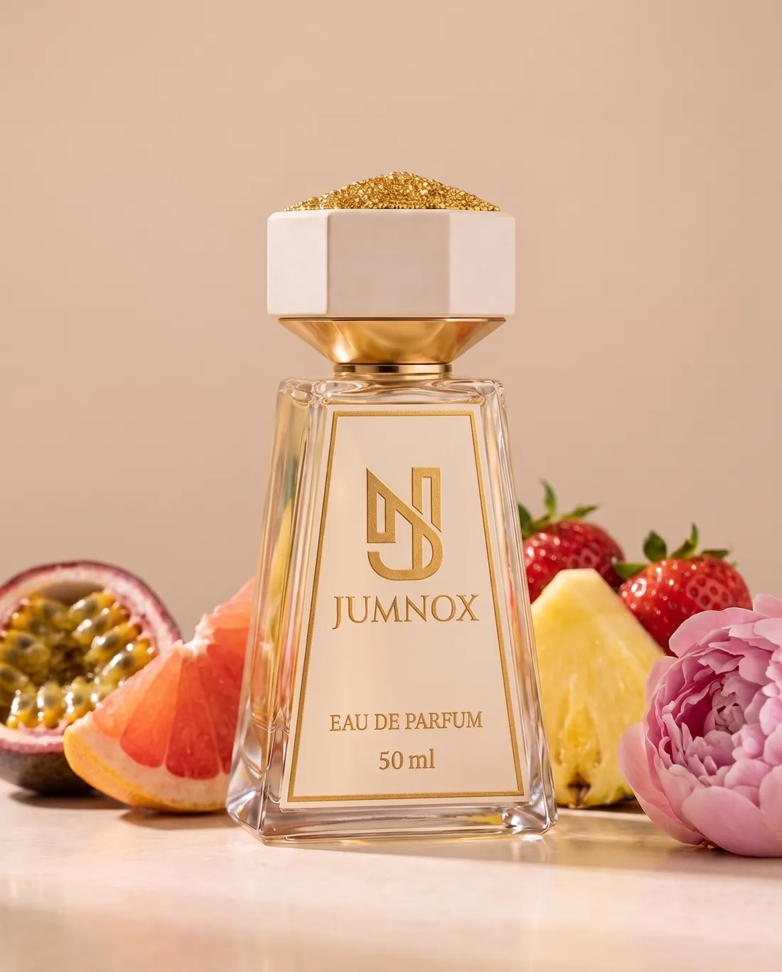 JUMNOX KRN07 IŞIK — çiçeksi niş parfüm; şişe, kokunun malzemeleriyle birlikte, 50 ml Eau de Parfum