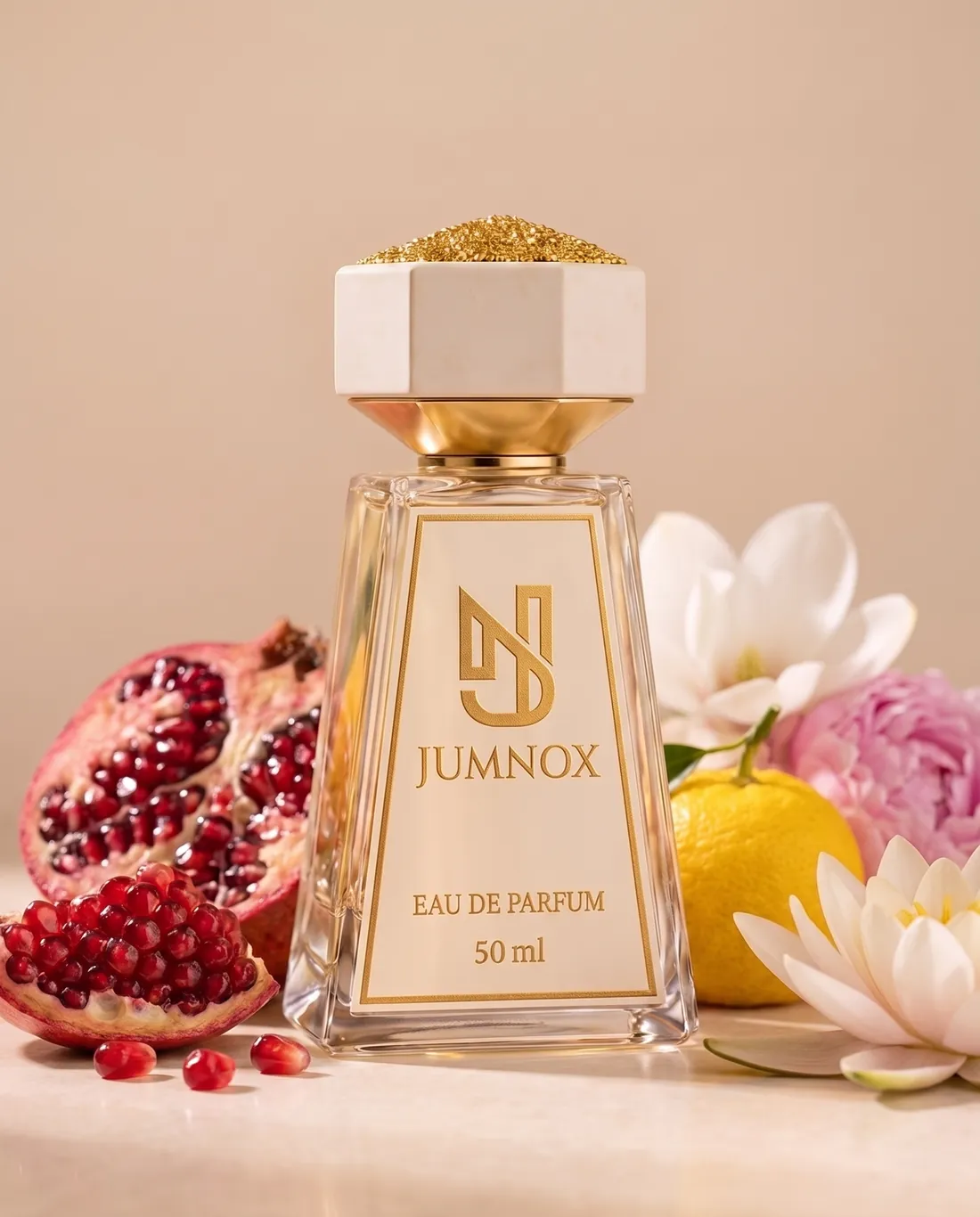 JUMNOX KRN22 NAR — çiçeksi niş parfüm; şişe, kokunun malzemeleriyle birlikte, 50 ml Eau de Parfum