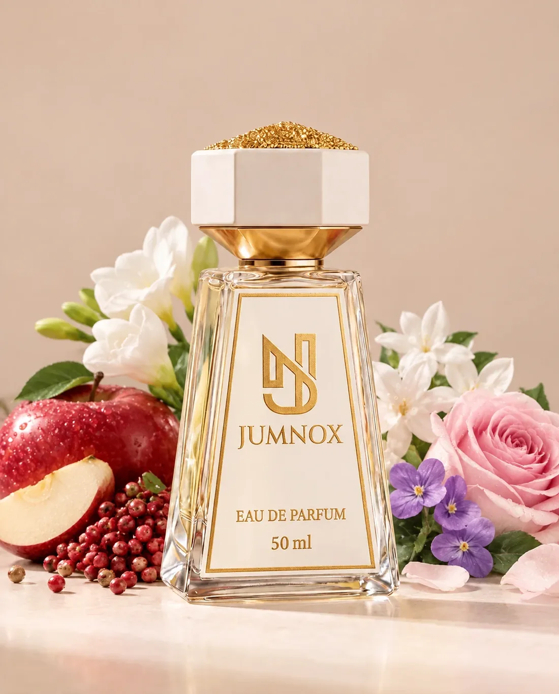 JUMNOX KRN42 İNCİ — ciceksi niş parfüm; şişe, kokunun malzemeleriyle birlikte, 50 ml Eau de Parfum