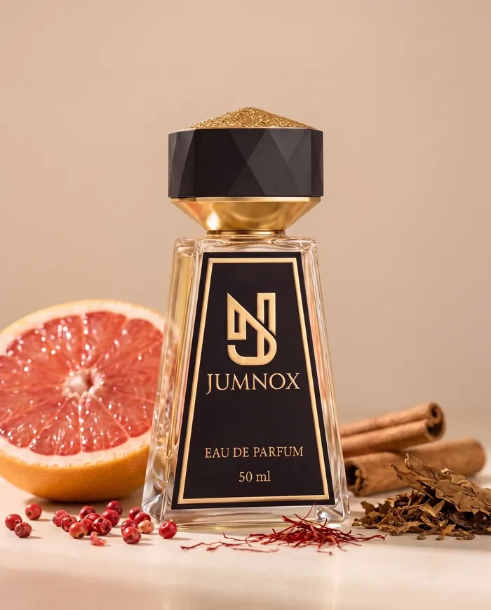 JUMNOX KRN18 BARUT — deri niş parfüm; şişe, kokunun malzemeleriyle birlikte, 50 ml Eau de Parfum