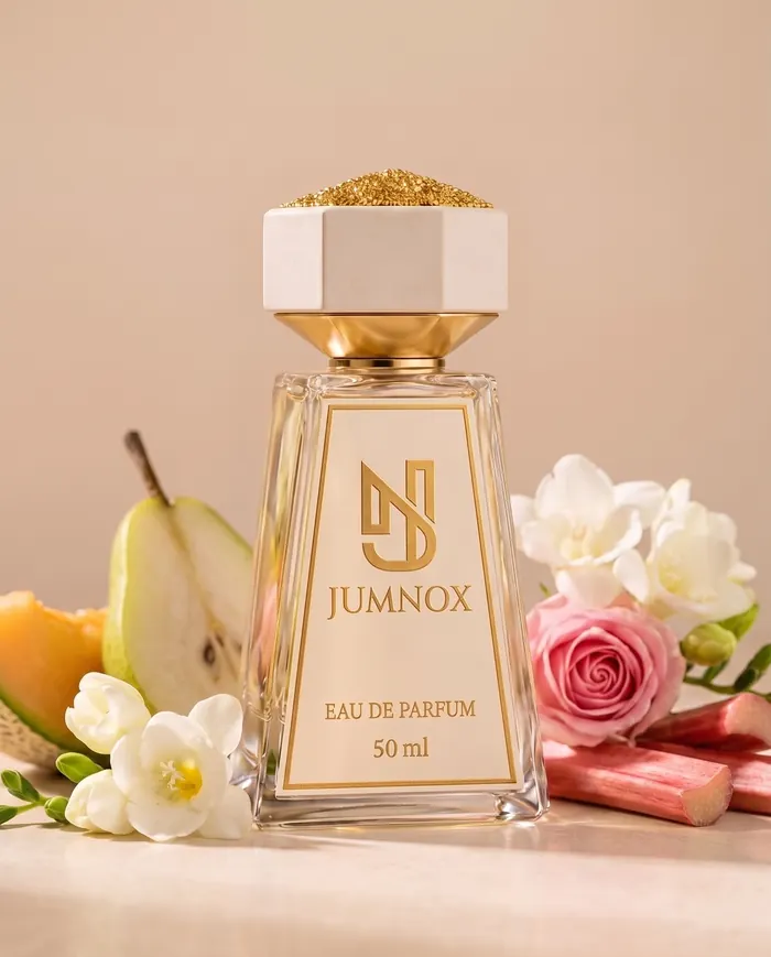 JUMNOX KRN33 ARMUT — çiçeksi niş parfüm; şişe, kokunun malzemeleriyle birlikte, 50 ml Eau de Parfum